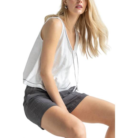 NEW MINE kali tie front tank top in white - Picture 3 of 4